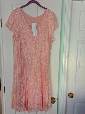 Women's Pink Lace A-Line Dress